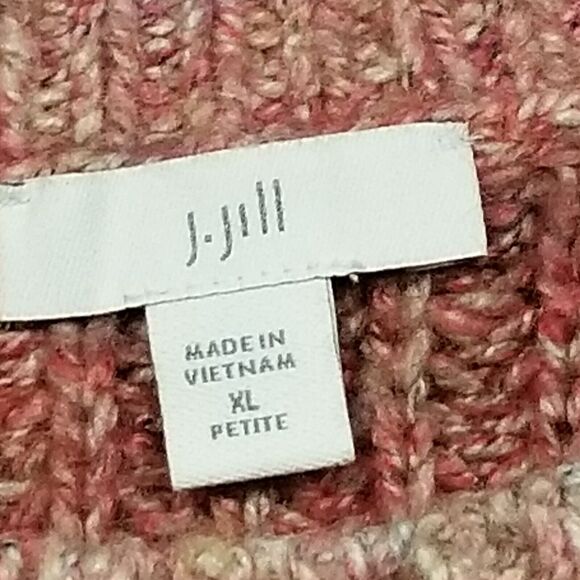 J. Jill Womens XLP Petite Sweater Crew Neck Wool Blend Ombre Striped Pink Gray - Picture 5 of 9